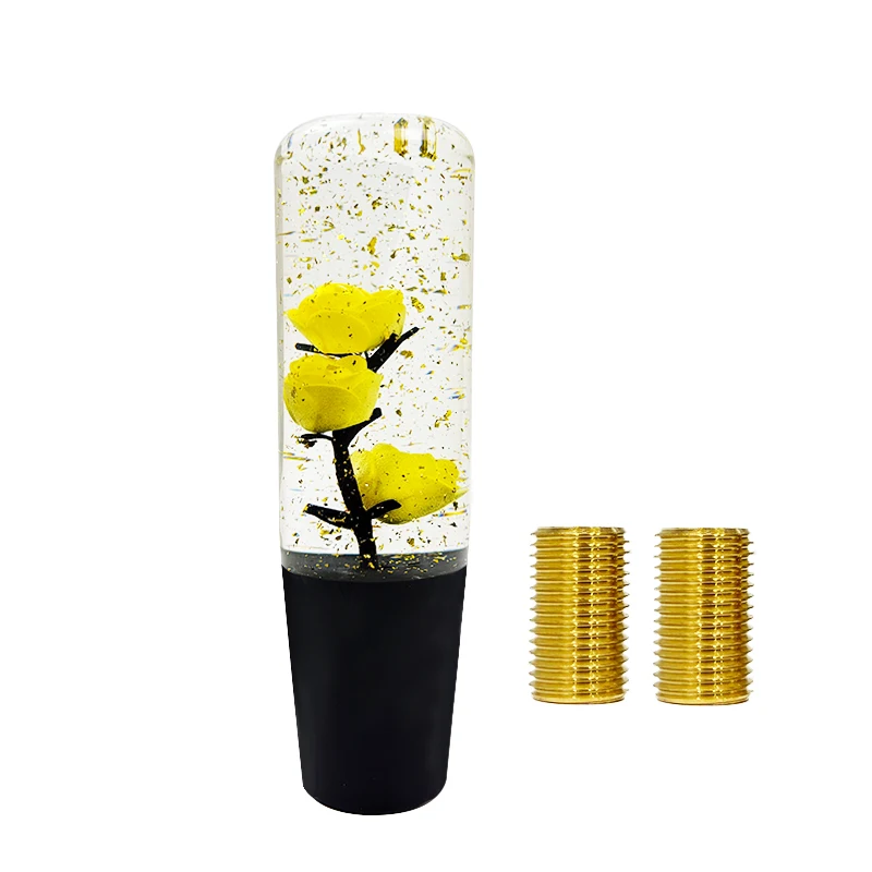 

Transparent flower samples with gold powdee Shift Knob Universal Manual Handle Gear Shift Gear Knob