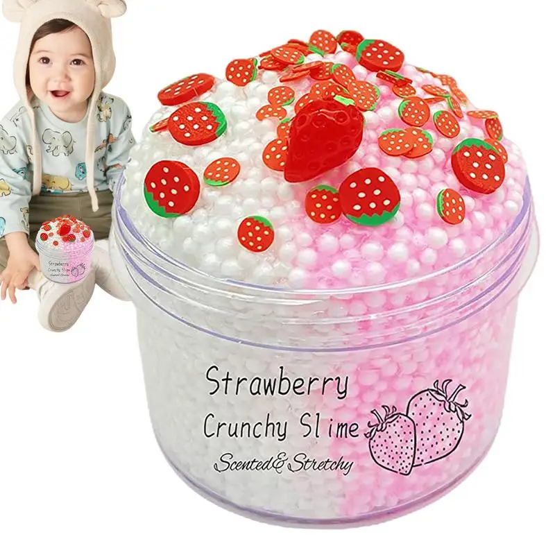 Stretchy Non-sticky Mini Butter Slime With Foam Ball Crystal Slime Super Soft Scented Strawberry Stress Relief Bubble Slime Toys