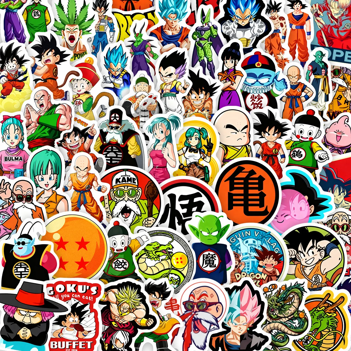 

60pcs Dragon Ball Son Goku Graffiti Stickers Waterproof Diy Decals For Phone Laptop Ipad Water Bottle Notebook Thermos Decor
