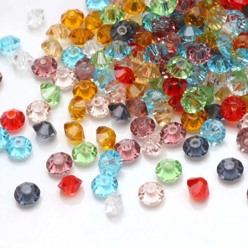 100Pcs 6MM Crystal Spacer Glass Loose Beads for Jewelry Making DIY Crafts Bracelet Necklace Handmade Flat Bicone Flying Saucer