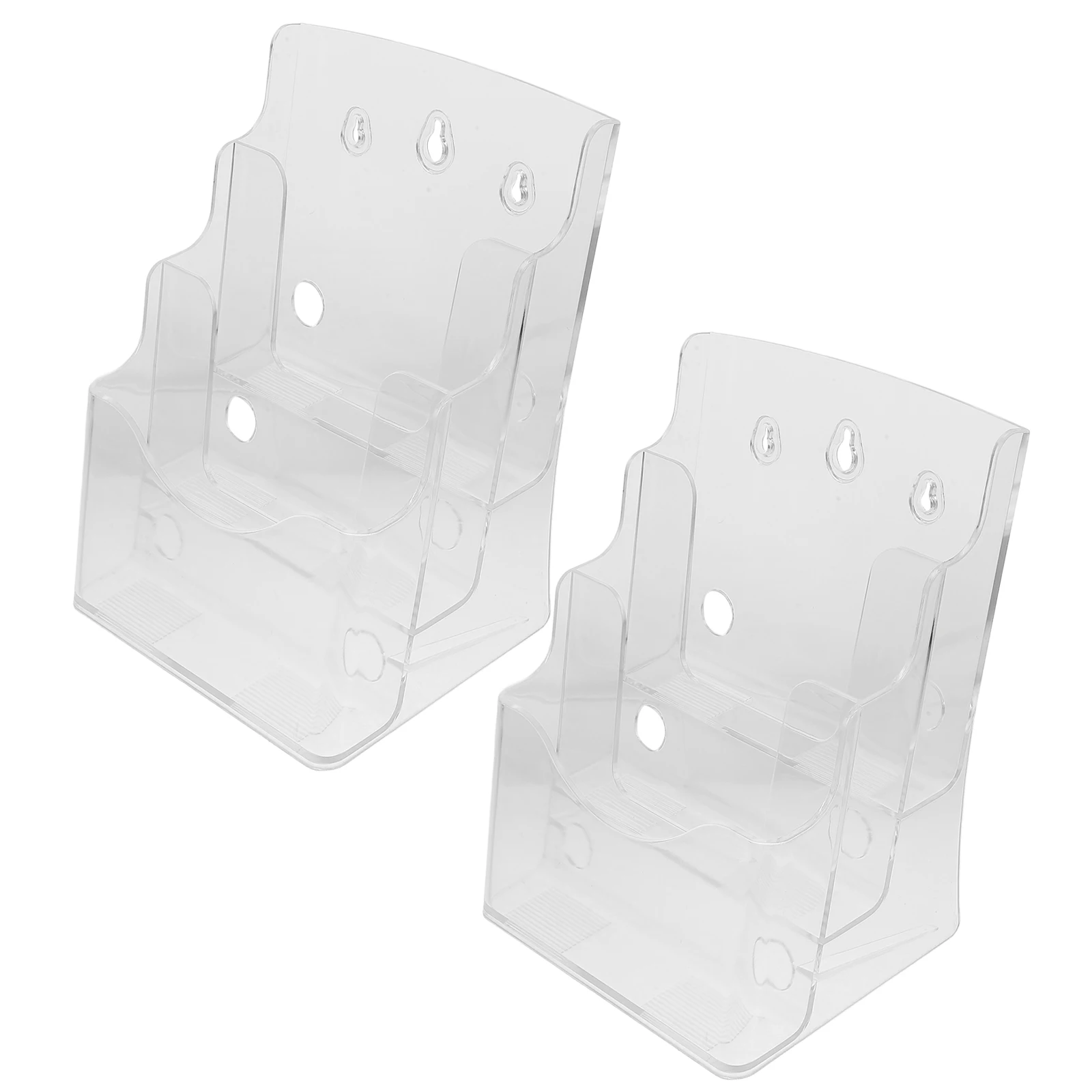 2Pcs Files Rack Transparent Stable MultiFunction Acrylic Brochure Holder Wall Mount Magazine Rack Pamphlets Display Card