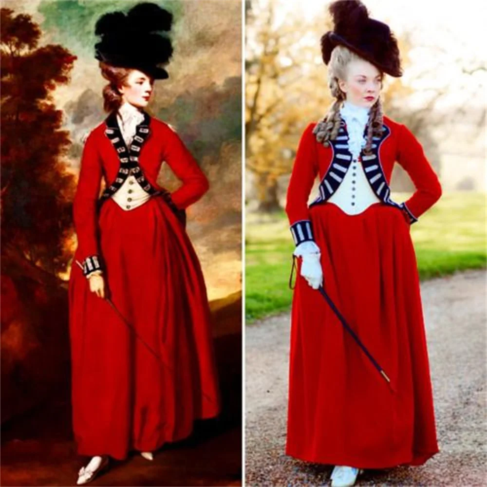 Medieval Victorian Steampunk Gothic Red Military Dress Retro Walking Dress Circus Vintage Costume Riding Habit Costume for Women