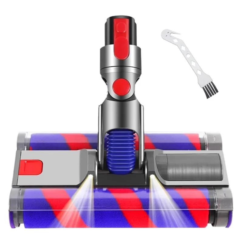WHYY-Vacuum Motor Head Double Roller Brush For Dyson V7 V8 V10 V11 V15 Electric Floor Brush With LED Light For Hard Floors