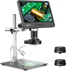 TOMLOV DM602 Pro HDMI Microscope 2000X 3 Lens 10.1 Inch IPS LCD For PCB Soldering Phone Repair Digital Microscopio Coin View