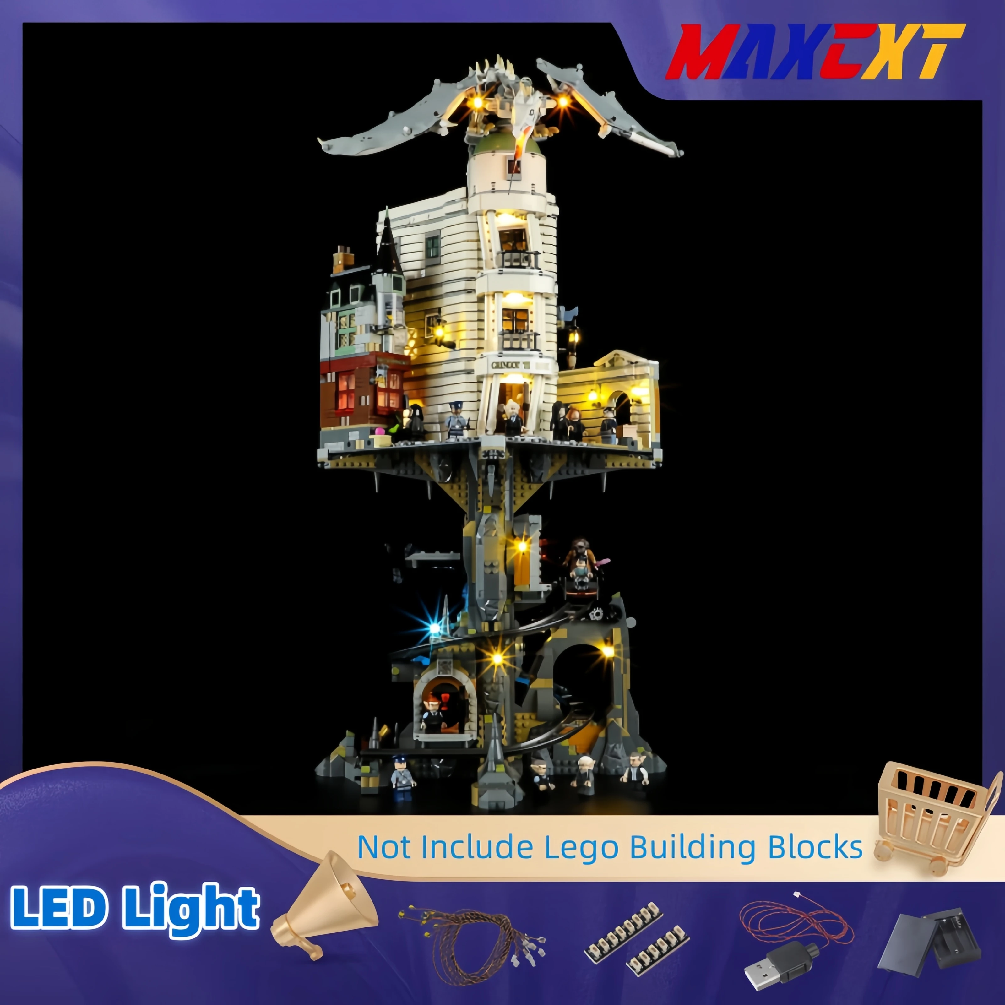 

MAXCXT LED Light for Lego-76417 Harry Potter Gringotts Wizarding Bank DIY Decorative Lamp (Not Include Lego Building Blocks Set)