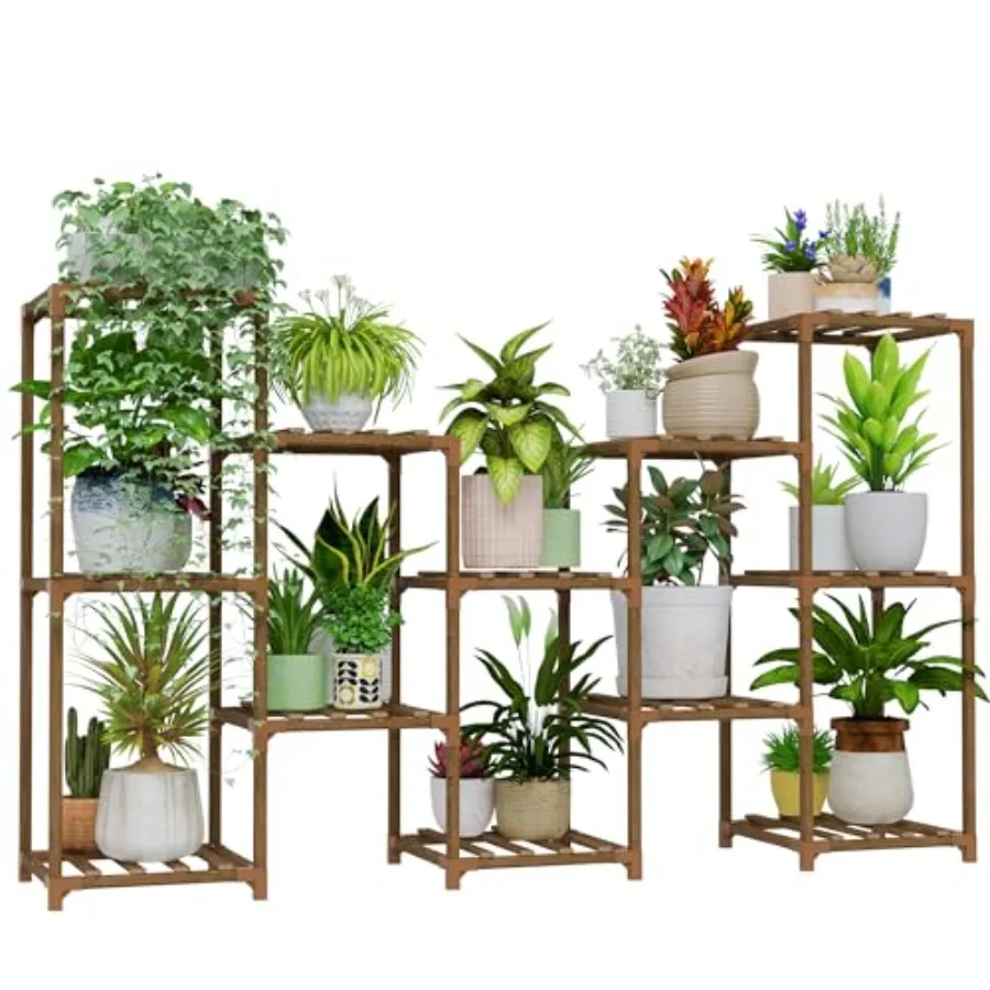 

Large Plant Shelf Outdoor Wood Plant Stand Large Rack for Living Room Patio, Balcony and Garden