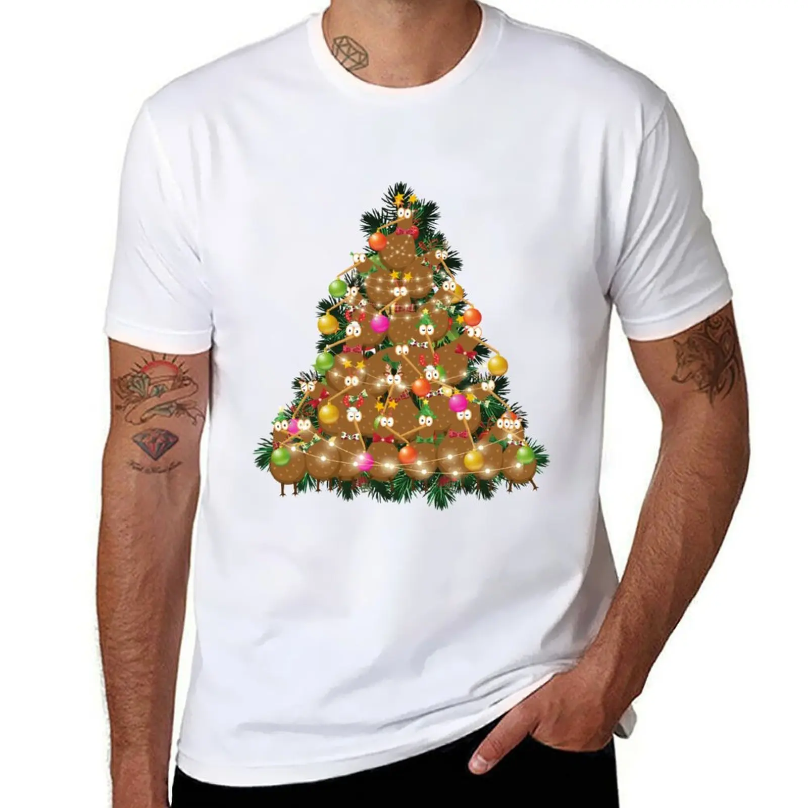 

Kiwis in a Christmas Tree T-Shirt cotton tshirt 100% anime tshirt T-Shirt