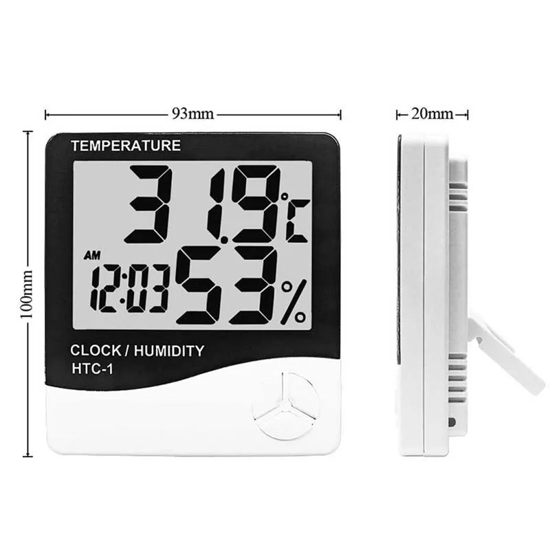 1pc HTC-1/2 LCD Electronic Humidity Meter Smart Electric Digital Hygrometer Thermometer - Weather Station Clocks Outdoor