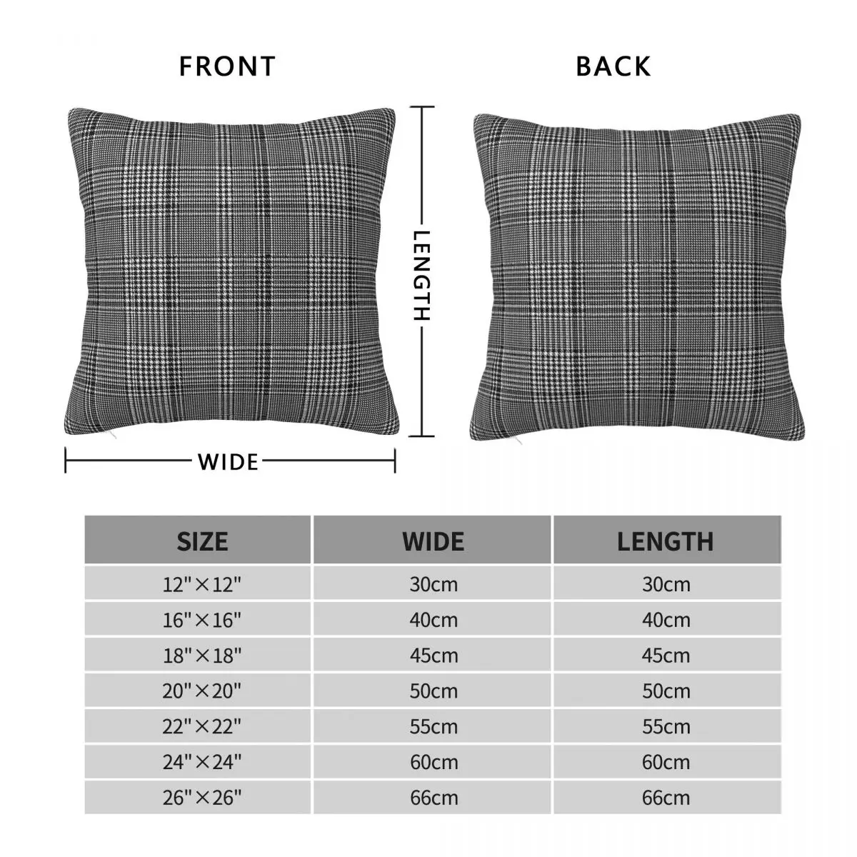 Houndstooth Plaid Square Pillowcase Polyester Linen Velvet Pattern Zip Decorative Sofa Seater Cushion Cover