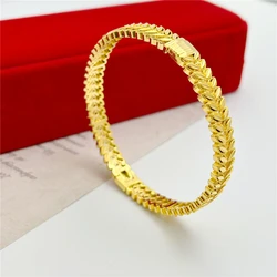 Stainless Steel 8mm Leaves Round Circle Cuff Bangles & Bracelets for Women Pulsera Wristband Wedding Jewelry Accessories