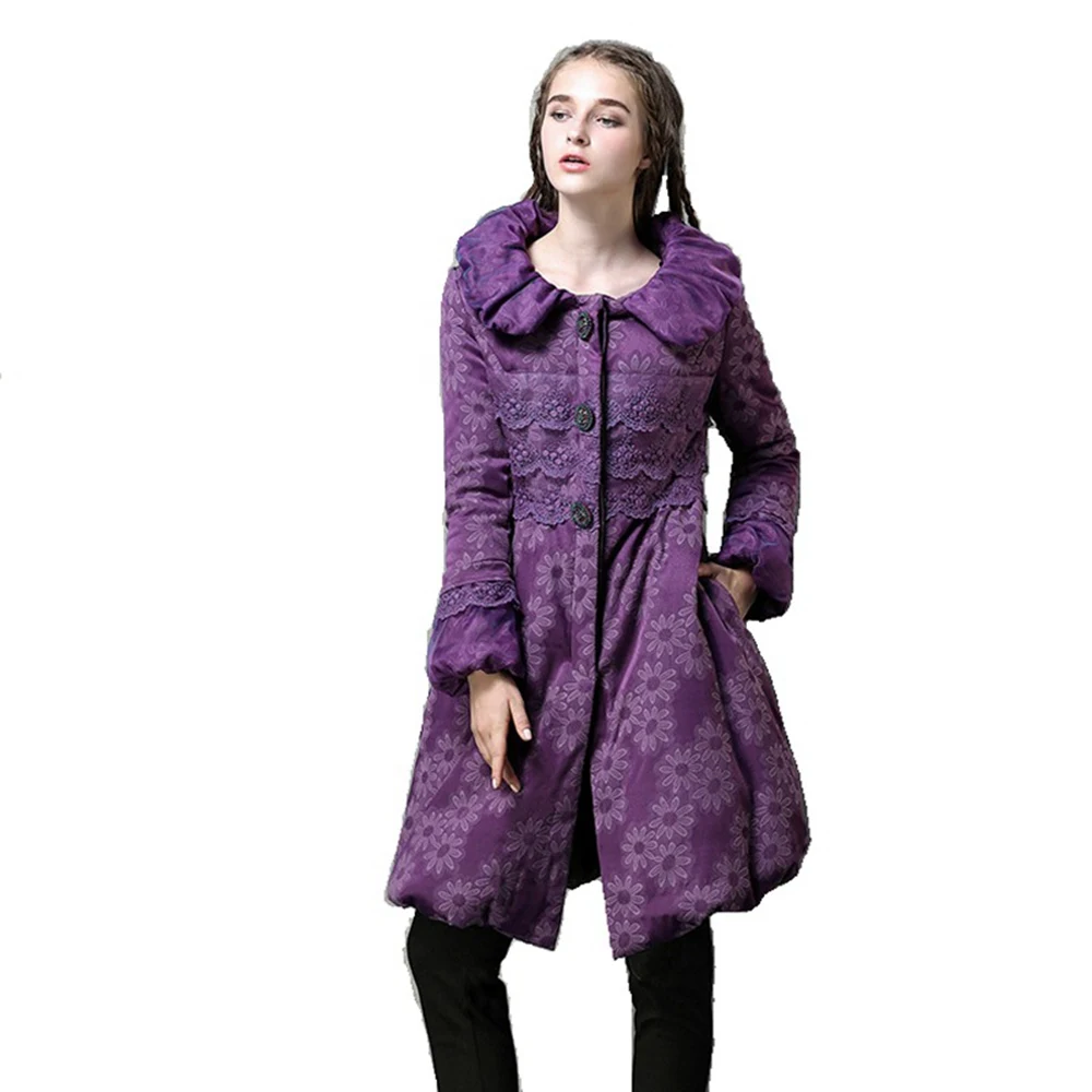 

European Winter Women Parkas Cotton Coats Lady One Piece Dress Warm Outwear LF2307XL