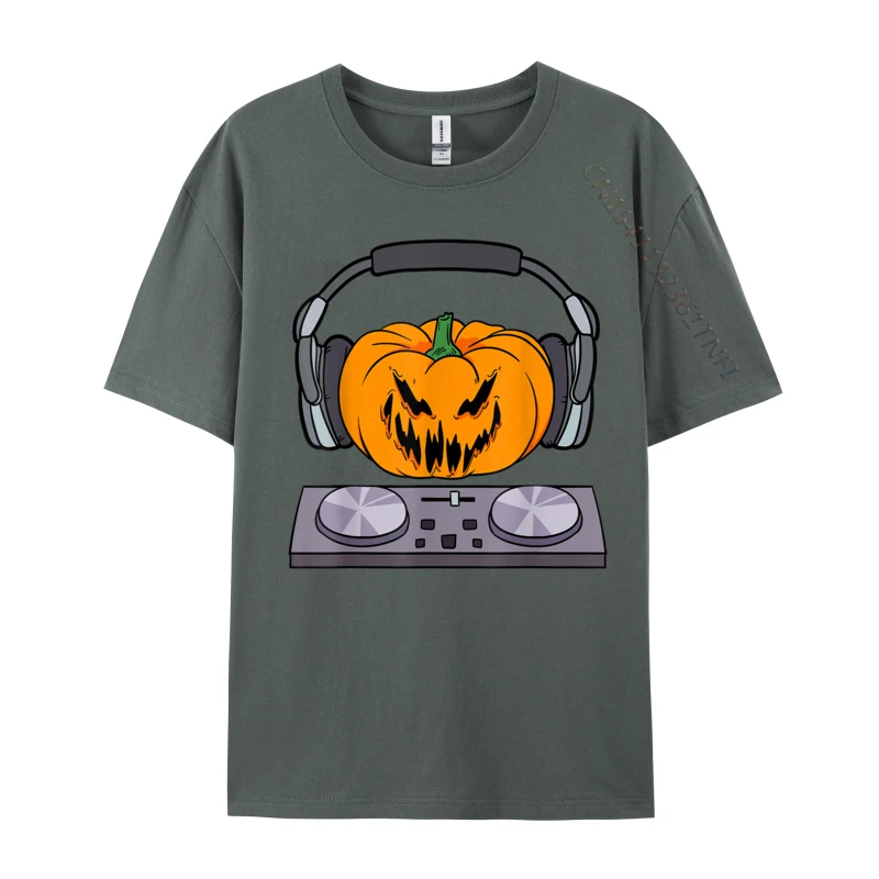 Halloween Scary Pumpkin DJ Music Turntables Hip Hop Top T-Shirt Luxury Designer T-Shirts Cheap Cotton Fabric Family T-Shirts