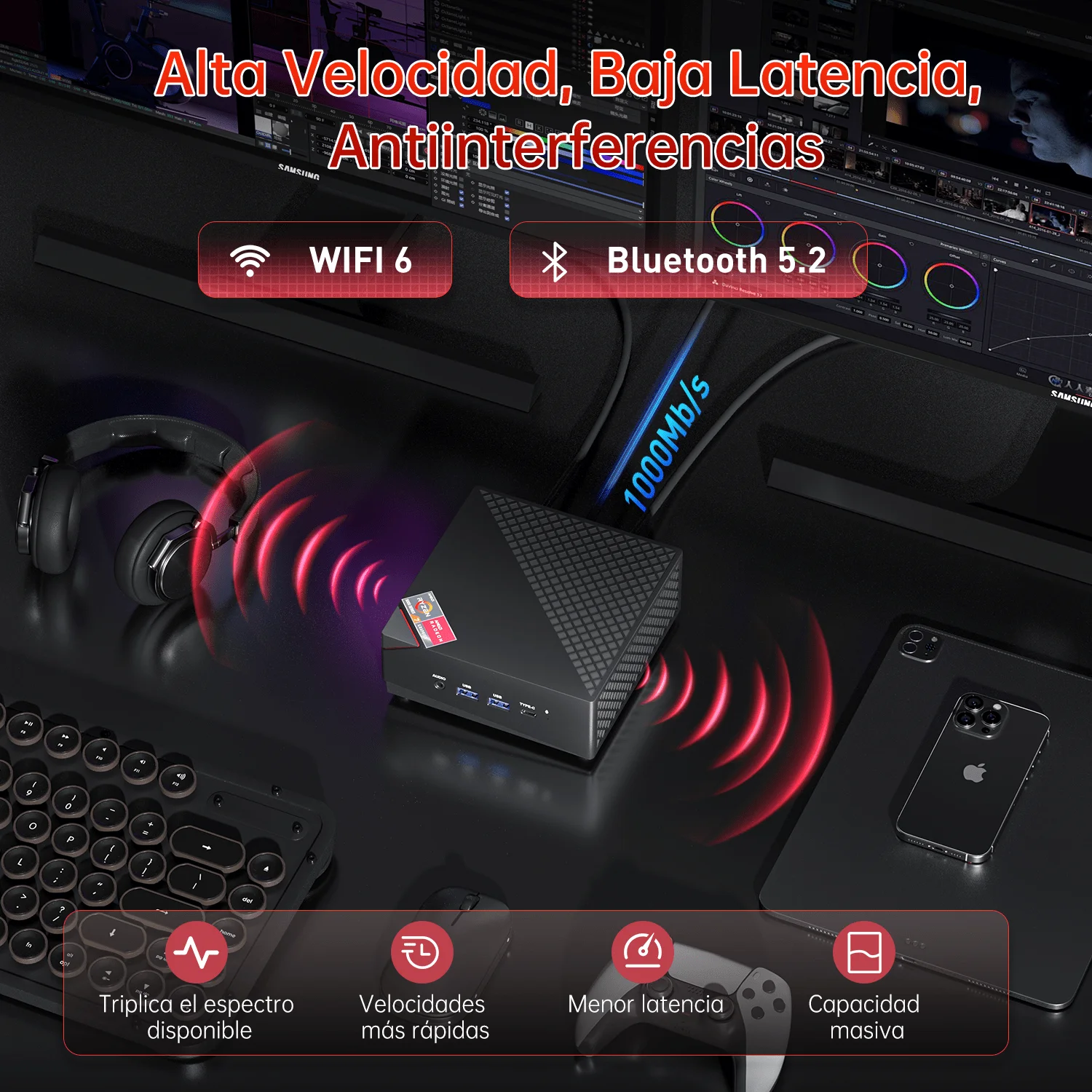 ACEMAGIC AM06Pro كمبيوتر صغير Ryzen 7 5825U 32GB DDR4 512GB SSD Turbo Boost حتى 4.5 جيجا هرتز M.2 2230 WiFi 6 + BT5.2 مكتب الأعمال