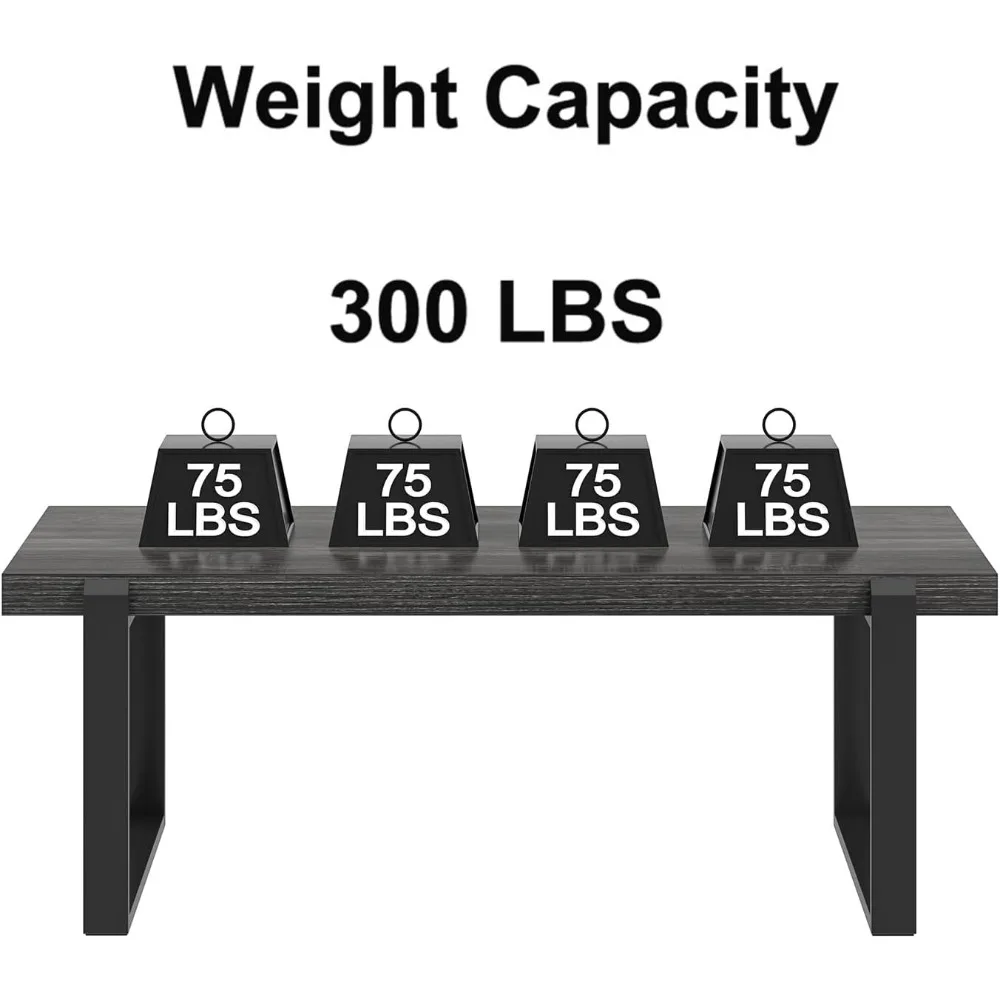 Rustic Modern Coffee Table, Rectangular Wood and Metal Centerpiece, Living Room Cocktail Table, Dark Gray Finish