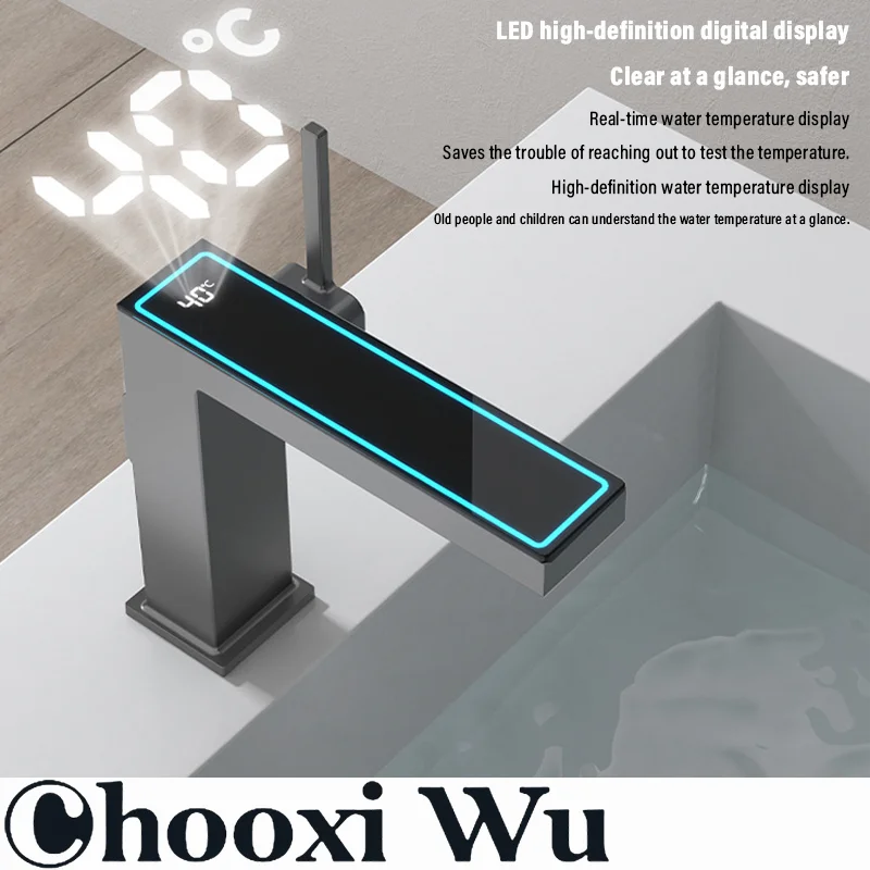 

CHOOXIWU-HD Intelligent Digital Display Bathroom Basin Faucet, Shower Faucet