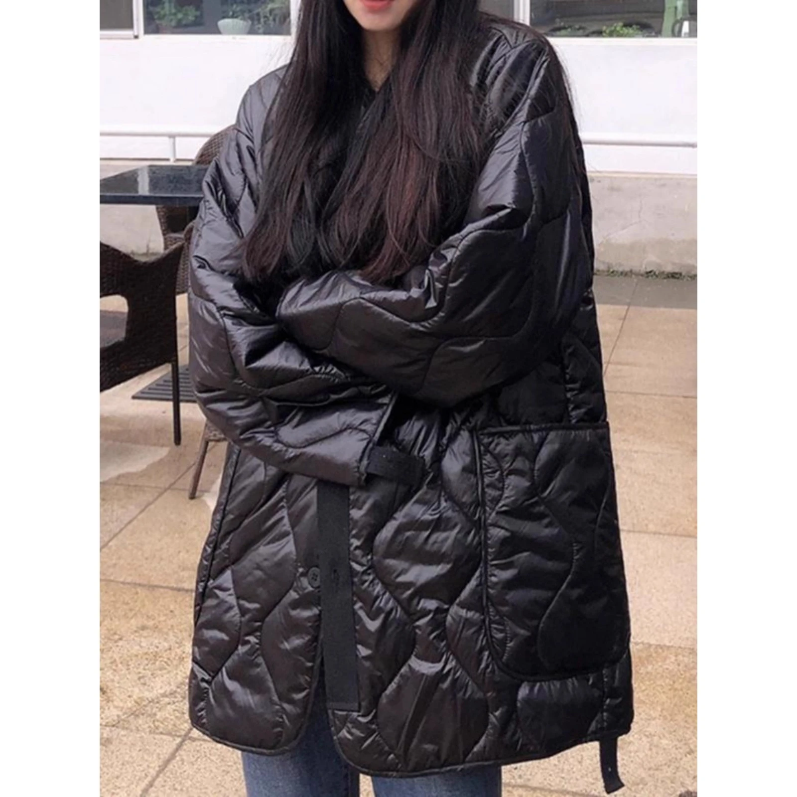 

Мужская винтажная хлопковая куртка свободного кроя на осень-зиму Thiened, повседневная одежда, большое пальто с хлебом для тяжелого использования Du