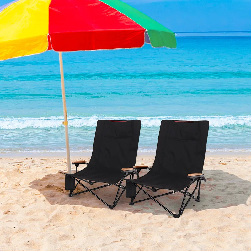 High Quality Camping Lounge Chair Folding Reclining Camping Chair With Removable Footrest and Pillows Leisure Outdoor Chair