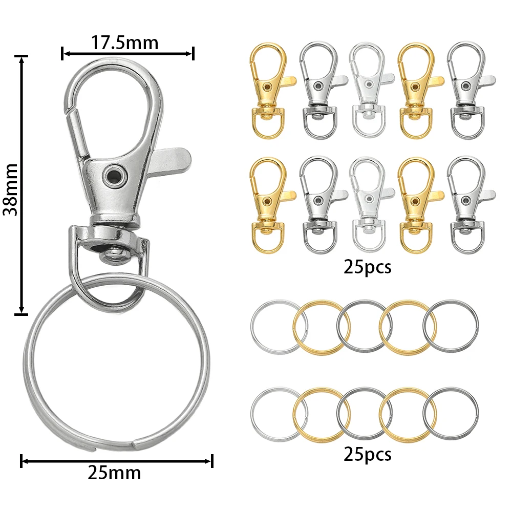 50pcs Swivel Snap Hooks with Key Rings