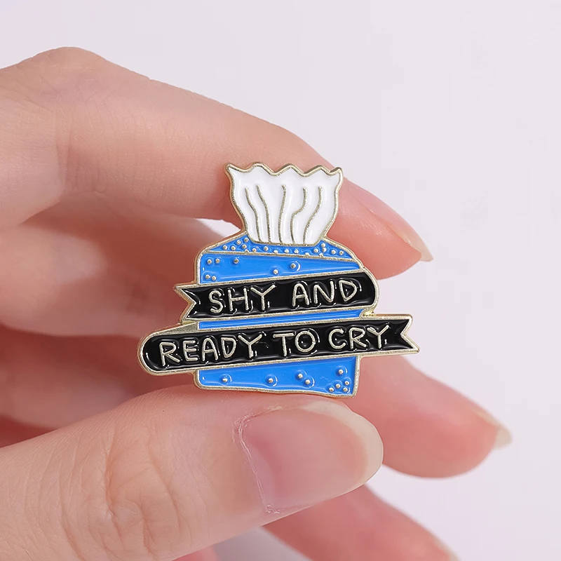 Shy And Ready To Cry Enamel Pin Custom Mental Health Tissue Box Brooch Decorative Lapel Backpack  Hat Badge Jewelry Accessories