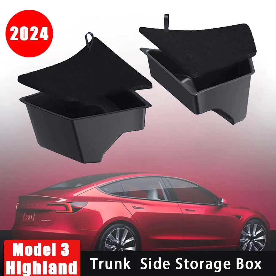 Per il 2024 Tesla Model 3 highland baule posteriore scatola portaoggetti lato sinistro con coperchio accessori per la decorazione della partizione