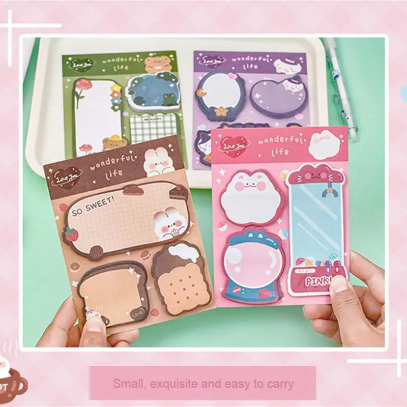 1~10PCS 60sheets Sticky Notes Cute Cartoon Colorful Memo Pad Ins Kawaii Stationery Posted Tabs Its Memo Message Paper School image 3