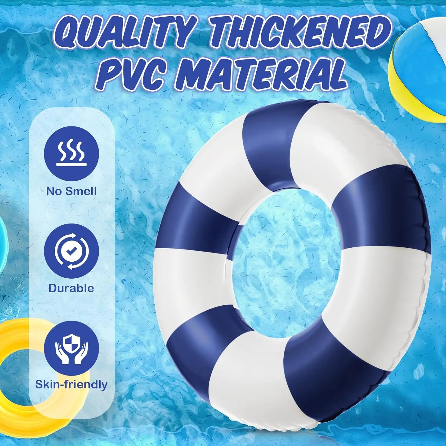 Flotador de piscina inflable Jumbo, flotadores de 47,24 pulgadas, tubos de piscina, anillos de piscina a rayas clásicos para adolescentes, tubo interior inflable para adultos