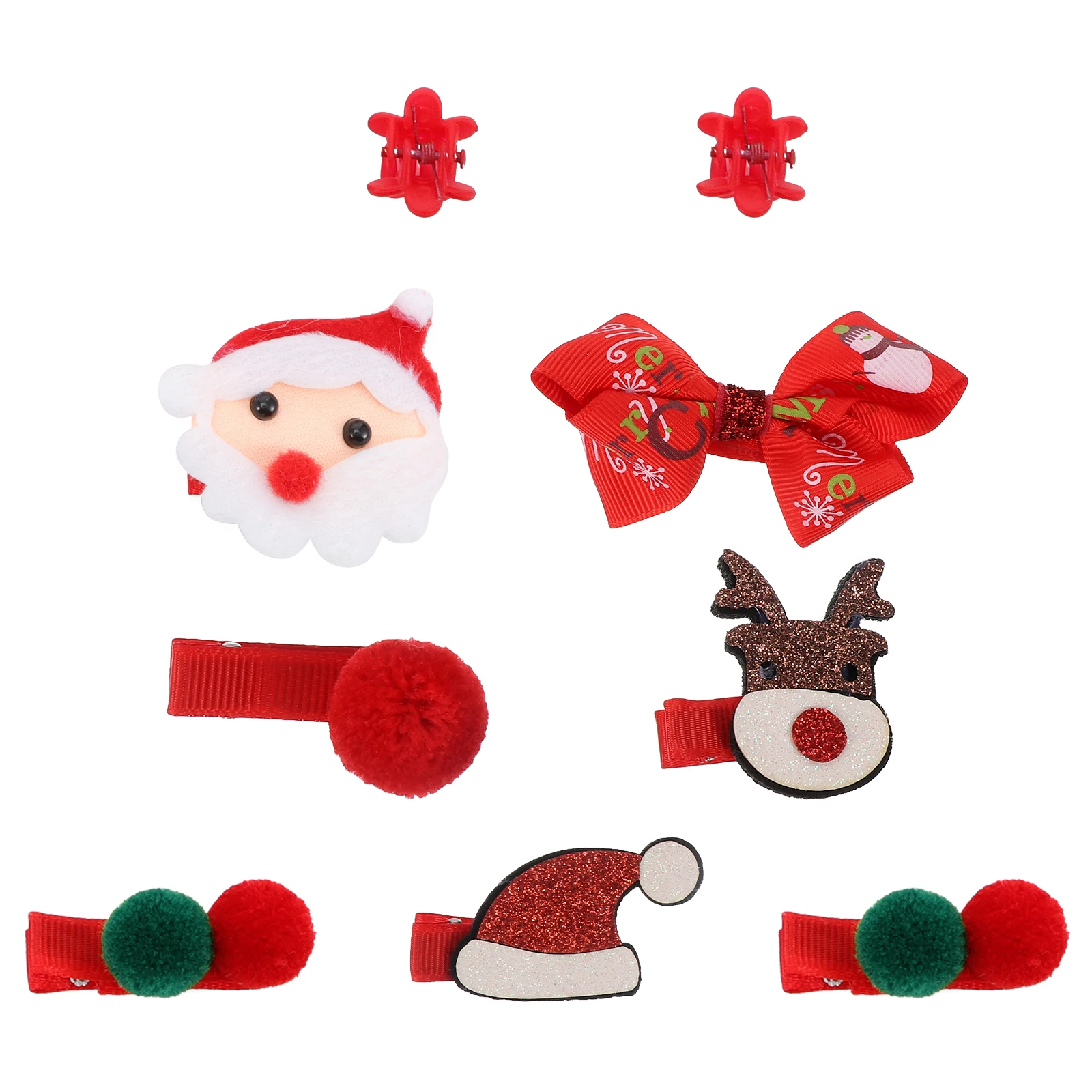 

9 Pcs Children Hair Accessories Set Christmas Rope Clips Tie Headdress Girl Pin Xmas Circle Ponytail Bow Cartoon Practical