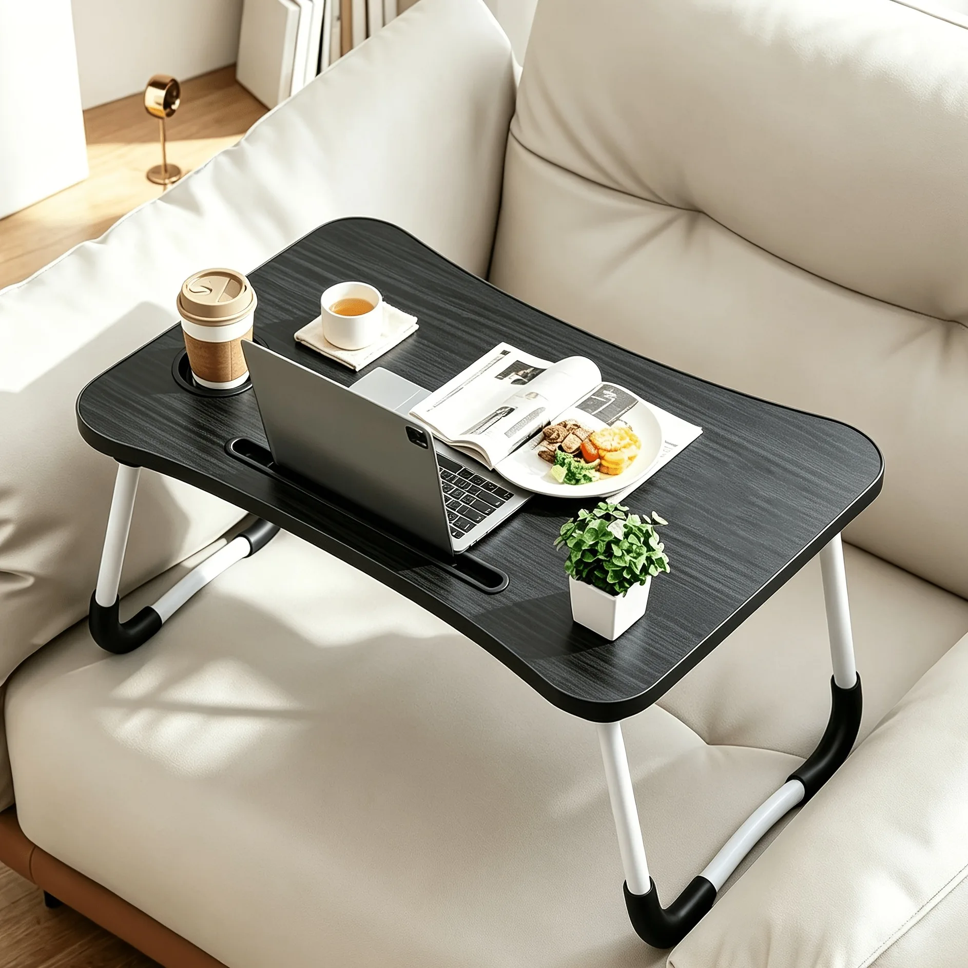Adjustable Height Laptop Desk with Storage Rack, Bedside Computer Desk, Multi-Layer C-Shaped Side Table, Suitable for Gaming, Work, Reading Bedroom, Sofa, Home Office, Office Desk, Computer Workstation, C-Shaped Sofa Side Table.