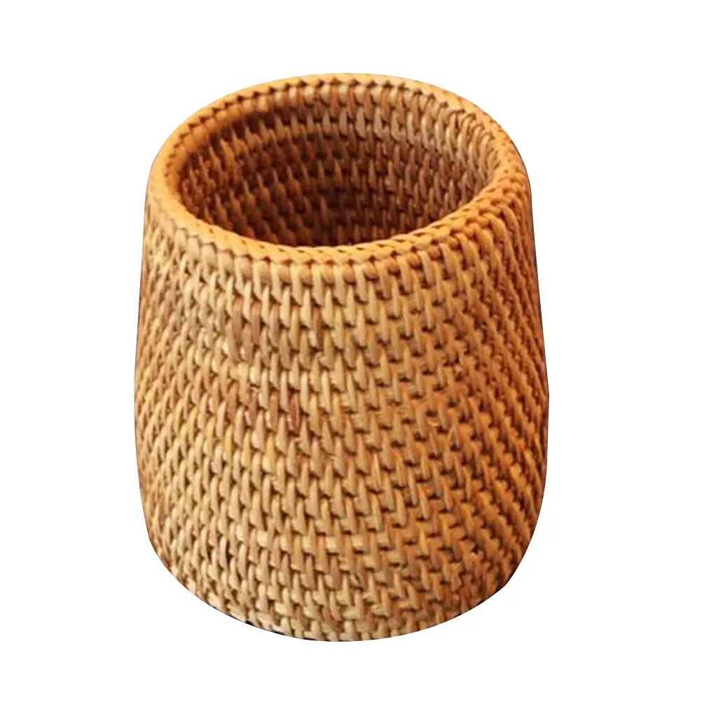 

1Pcs Rattan Woven Tea Set Basket Fine Polished Edge Multipurpose Tea Set Storage Container Pen Holder Home Office Decor