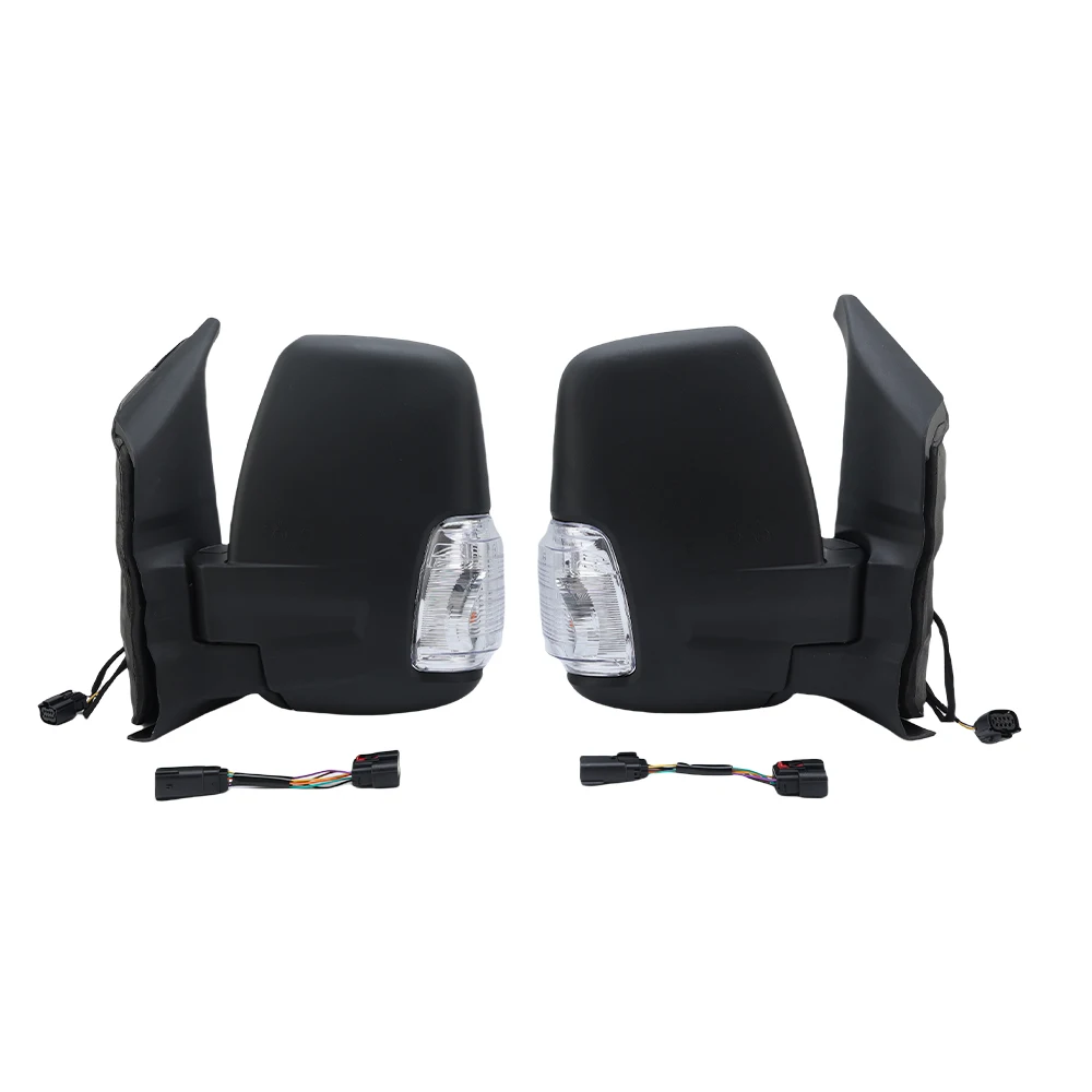 2 Wire Side Mirror Assembly，Ford Transit MK8 V363 2013-2022 Euro Short Arm Model Manual Leather Grain Black Car Accessories