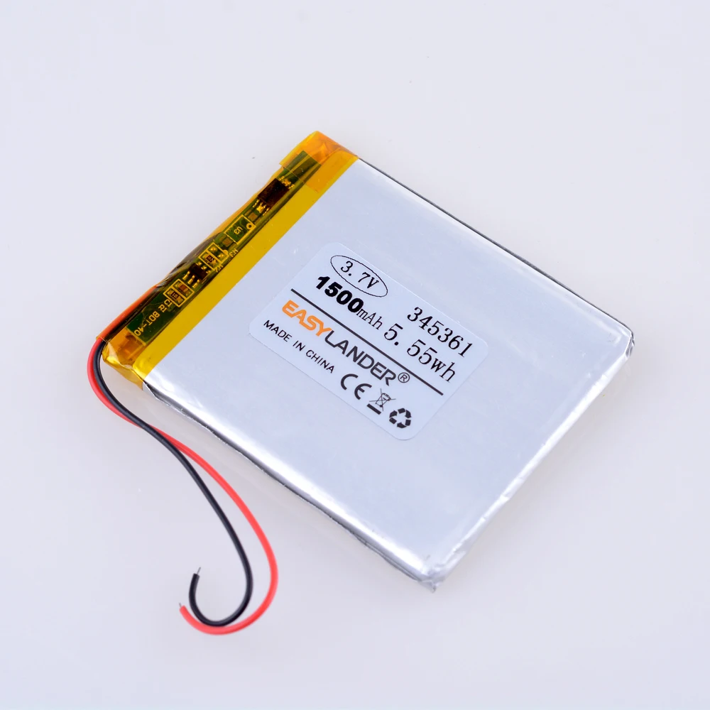 Batterie Lithium-ion Lipo Rechargeable, 3.7V, 1500mAh, 345361, 355360, Eddie, Polymer, Convient pour régule 3, régule 4, régule 5, DIY PAD, E-book, Enregistreur de Conduite