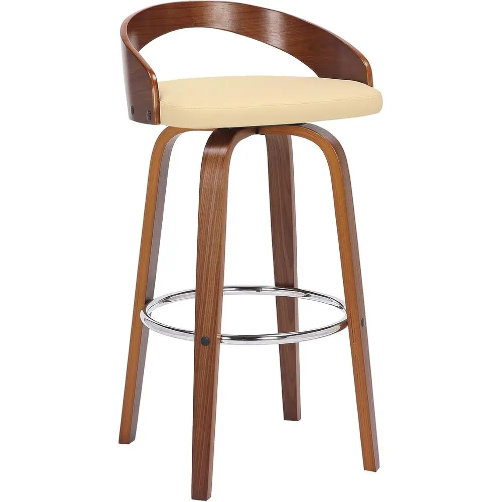 

Барный стул Sonia, 30 дюймов, на поворотном основании, из искусственной кожи кремового цвета и дерева орех, для бара