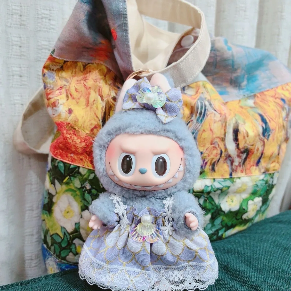 Labubu 옷 17cm 인형 옷 인어 드레스 헤어 액세서리 복장 LABUBU 펜던트 비닐 장난감 액세서리