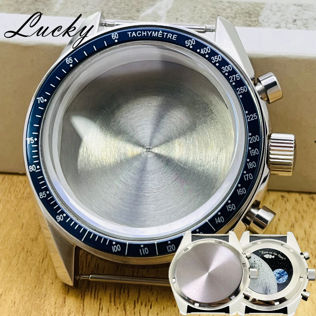 High Quality 39.7mm Speedmaster Moonwatch Style Watch Case Moon Pattern/No Moon Caseback Fit VK63 VK64 Chronograph Movement