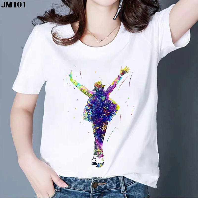 King Of Pop Michael Jackson Printed Tshirt Harajuku Women\'s Rock T Shirt Fashion Summer Short Sleeve Top Female T-shirt Clothing