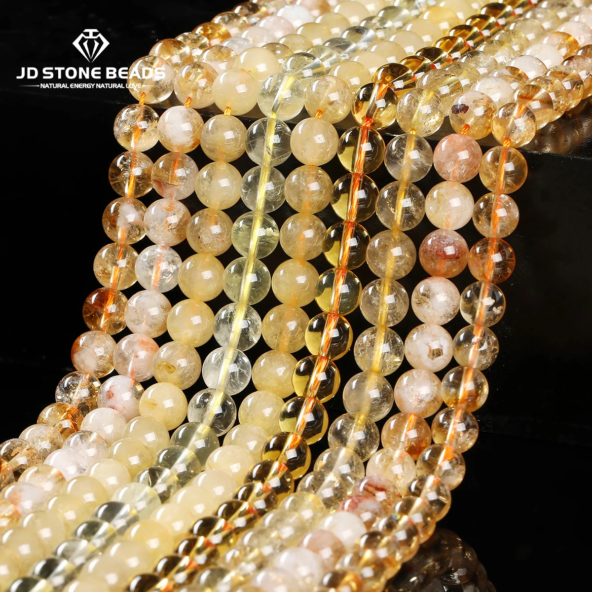 Wholesale Natural Stone Citrine Bead Round Loose Spacer Yellow Quartz Bead for Jewelry Making DIY Bracelet Necklace Accessory
