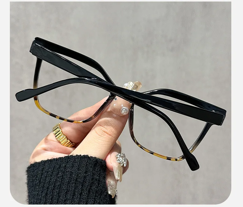 Rechteckige + gespleißte farbige Lesebrille, neutrale High-End-Texturbrille, Anti-Blaulicht, kann als dekorative Brille verwendet werden – Detail 13