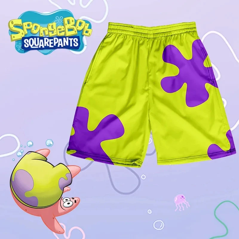 Pantalones cortos hawaianos de Bob Esponja para hombre y mujer, Shorts de dibujos animados de Patricio y Estrella, pijama informal de Anime,