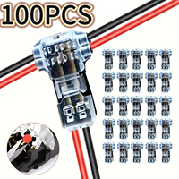 T-Type 1 Pin Low Voltage Wire Connector Solderless No Stripping Quick Splice Tool-Free Universal 2-Way Compact Terminal Joint