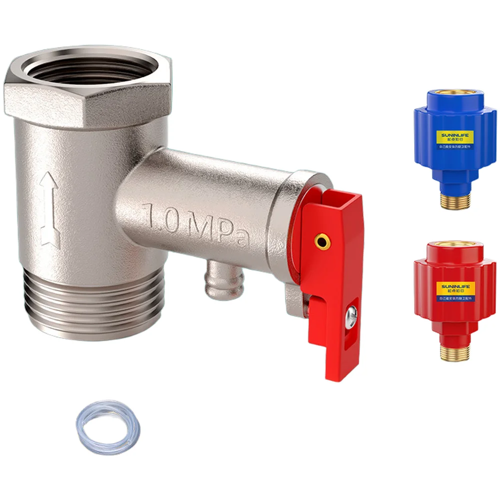 Water Heater Pressure Control Valve in Brass with Automatic Release Mechanism and Integrated Non-Return Design