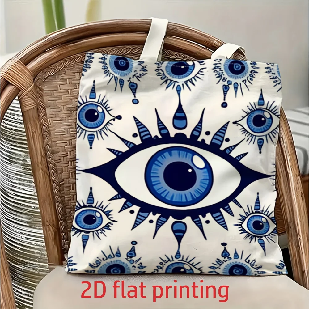 1pc Turkish Evil Eye Full Printed Tote Bag, Reusable Shoppin