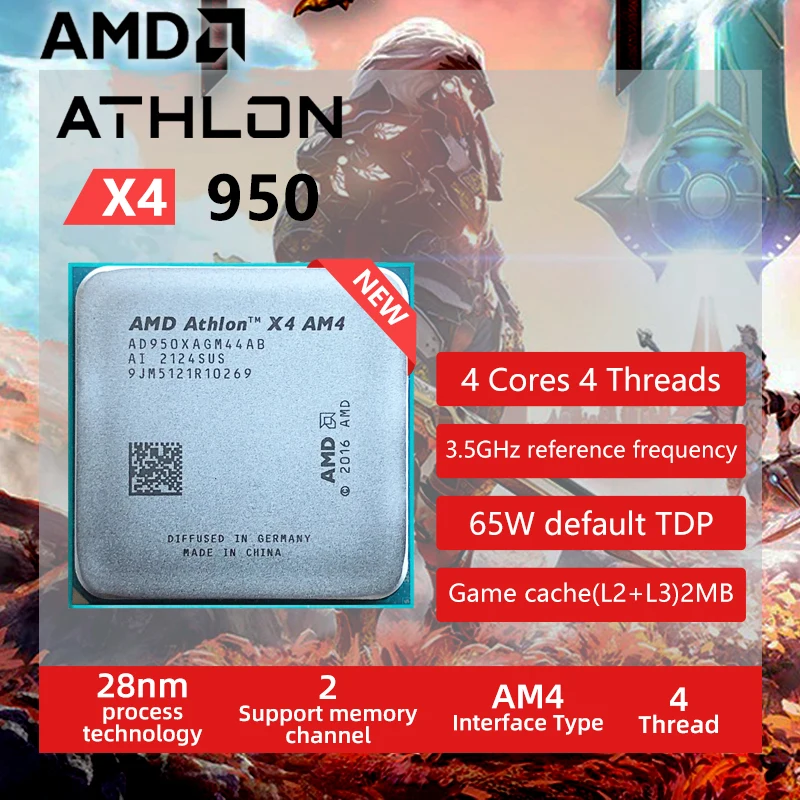 AMD Athlon X4 950 3.5 GHz Quad-Core Quad-Thread L2=2M 65W AD950XAGM44AB Socket AM4