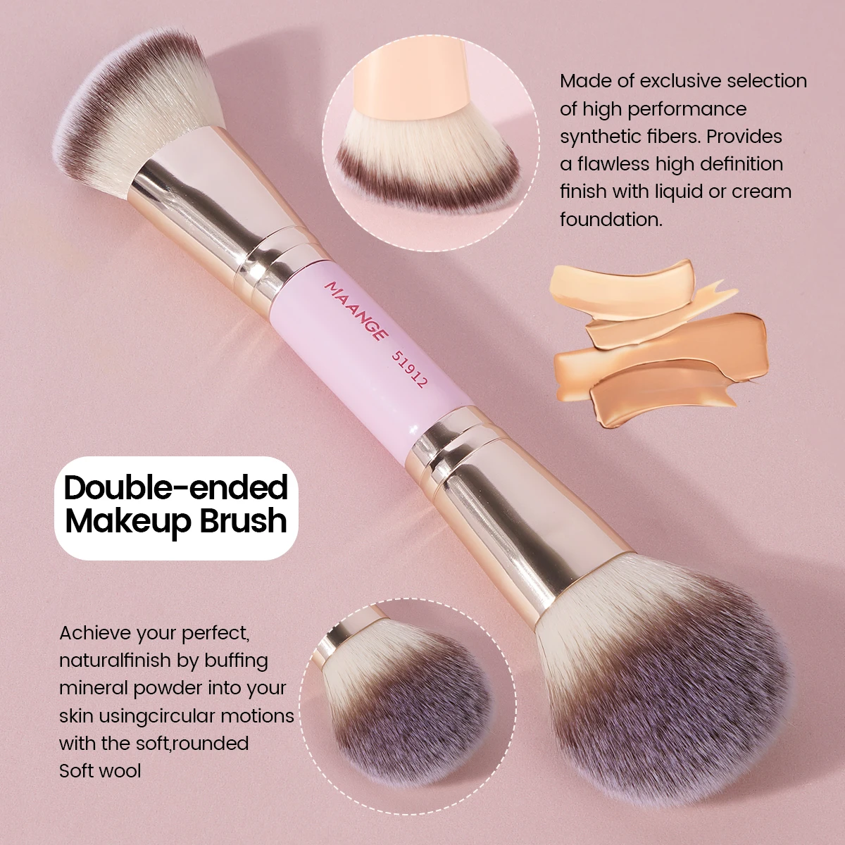 MAANGE 1PCS Foundation Makeup Brush Double Head Concealer Makeup Brushes for Blending Liquid Powder Fluffy Cosmetic Makeup Tools