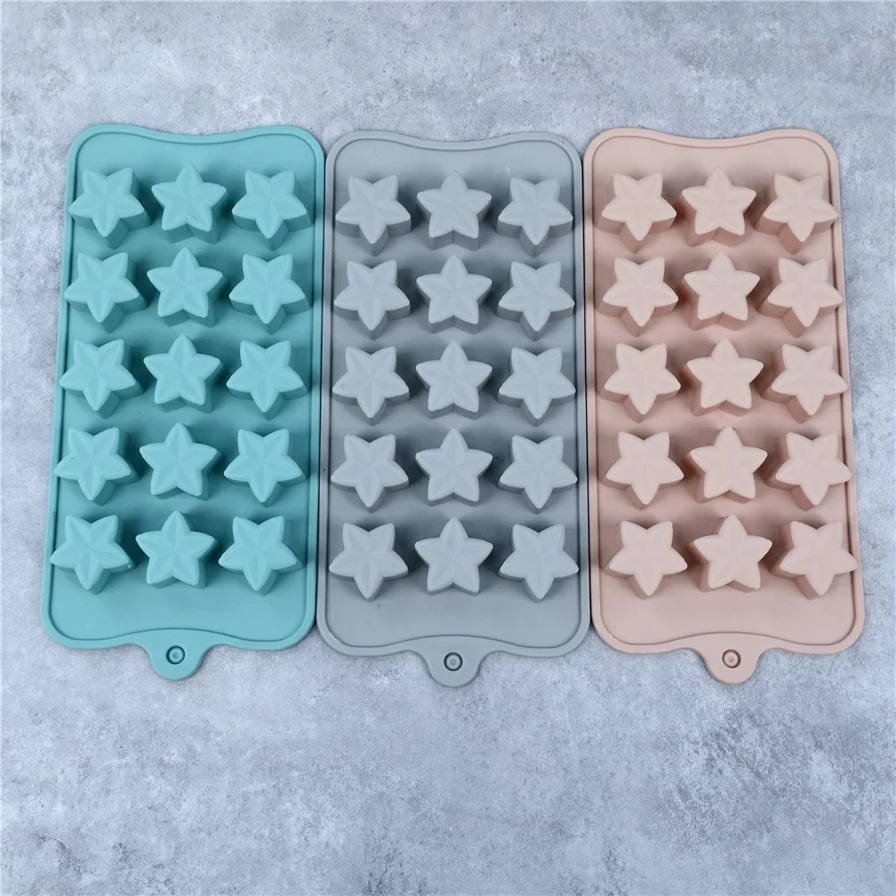 Molde de silicona para Chocolate con forma de estrella de cinco puntas, gelatina creativa, caramelo de Navidad, bricolaje, bandeja de hielo, molde para hornear, 1 ud.
