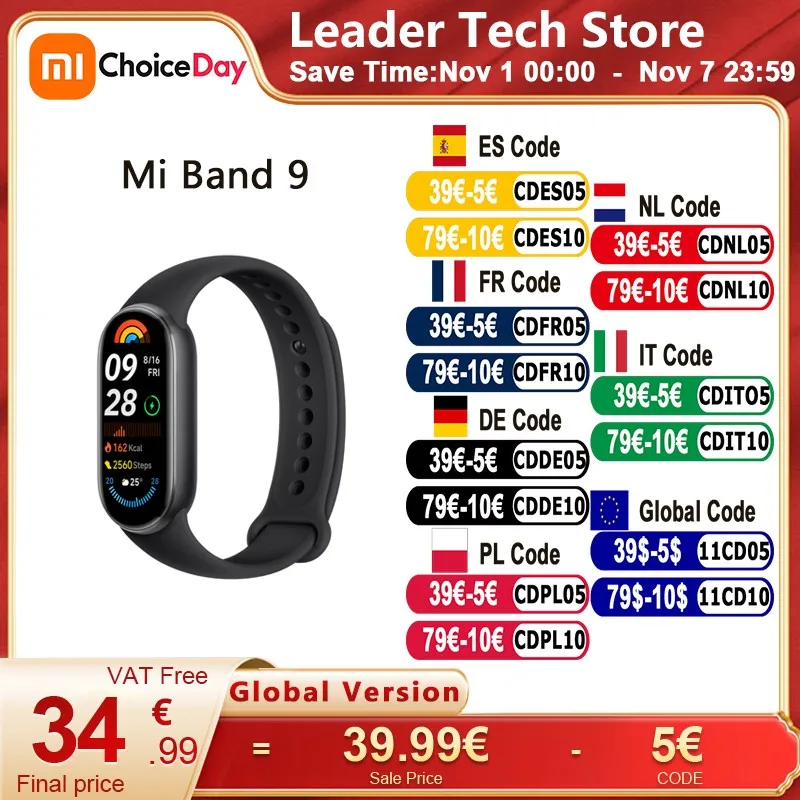 Global Version Xiaomi Mi Band 9 Blood Oxygen 1.62