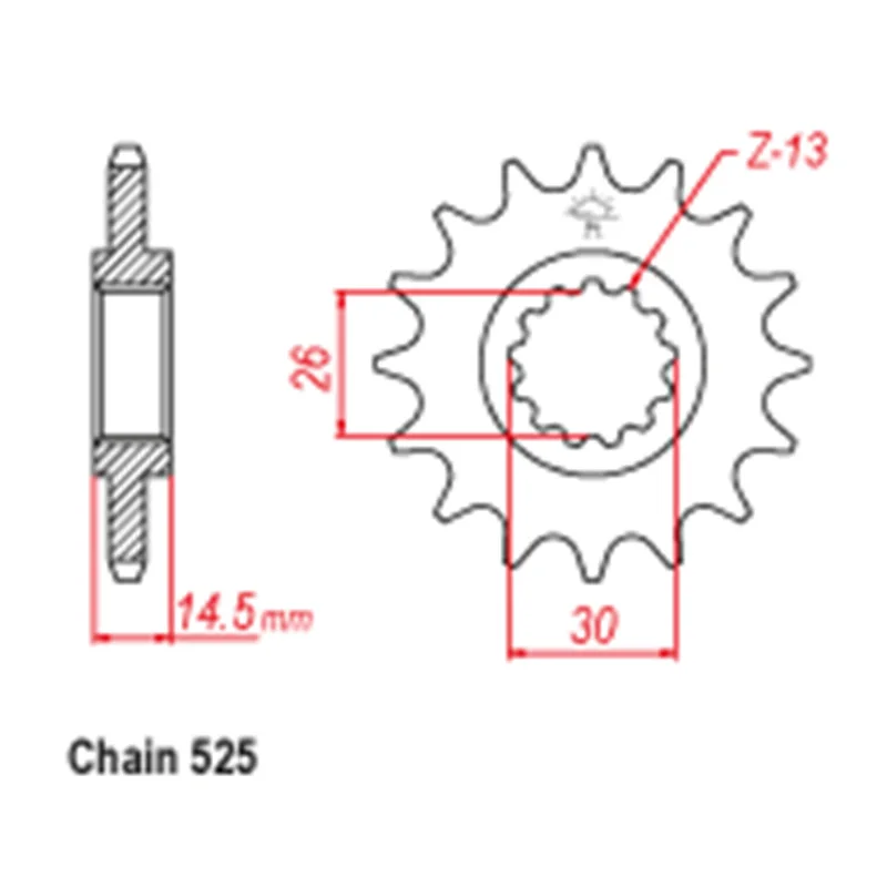 OZOEMPT 525-16T Motorcycle Front Sprocket Apply to VFR800 F-E,F,G,H,J,K Interceptor VTEC (ABS)  VFR800 X-F,G,H,J,K Crossrunner  