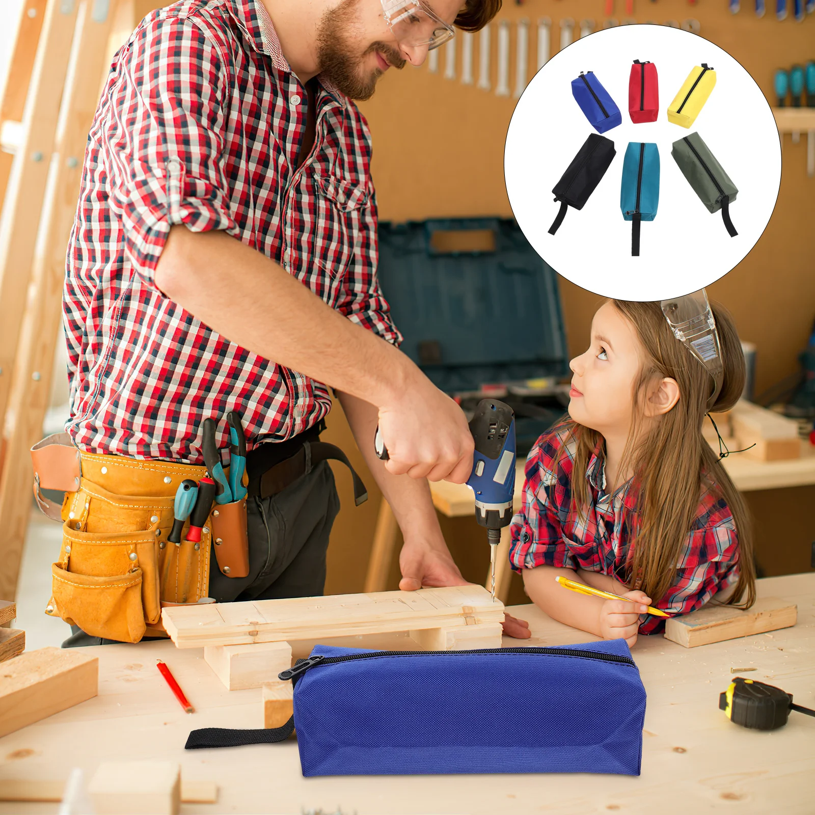 

6Pcs Waterproof Tool Storage Pouch Bags Lightweight Oxford Cloth Portable Small Tools Organizer Zipper Bags for Hardware Garden