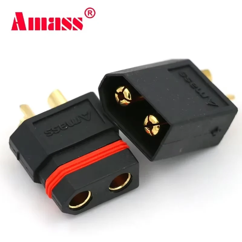Amass negro XT60W enchufe impermeable conectores tipo bala chapados en oro macho y hembra para aviones RC Drone Lipo batería Spar