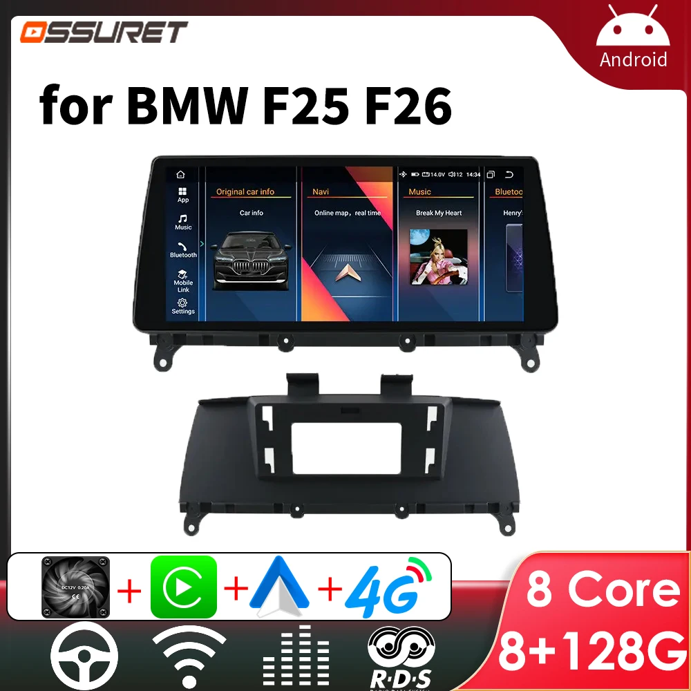 10,25 Zoll Autoradio für BMW X3 F25 2011–2013 CIC GPS Autoradio 2 Din Stereo DSP Carplay Android Auto Intelligente Multimedia