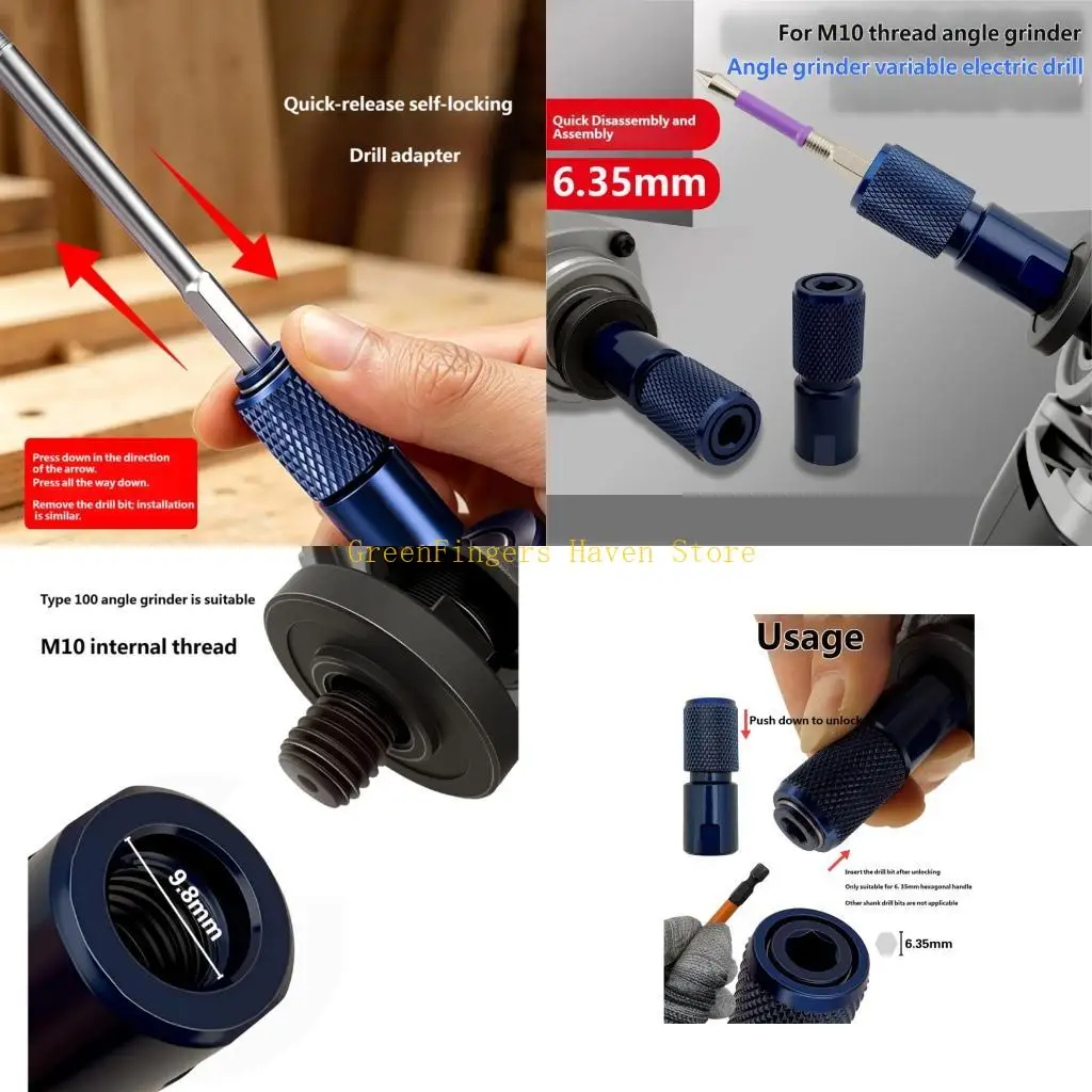 F68D 6.35mm Driver Tip Receiver Adapter for Power Tool Repair Work Use